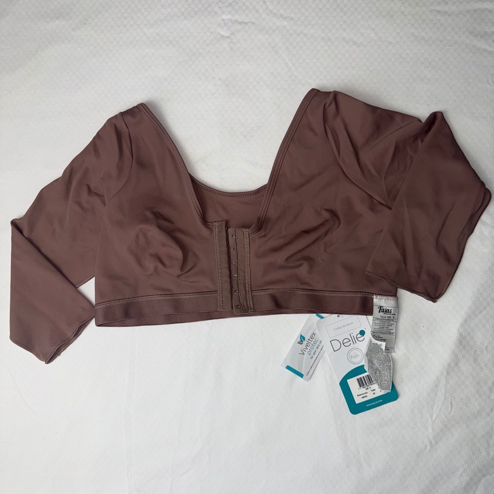 Delie by Fajas Brown Long Sleeve Compression Bra Viveltex Protec Size 38
